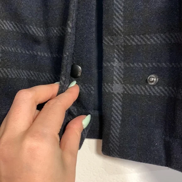 BANANA REPUBLIC WOMENS SHORT PLAID JACKET NAVY BLUE DARK GREY SMALL - Picture 5 of 8